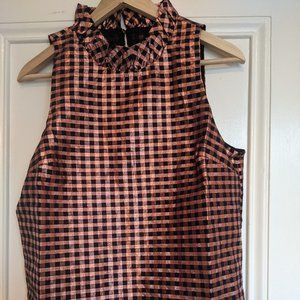 Jcrew Ruffleneck Gingham crinkle Top NWT
